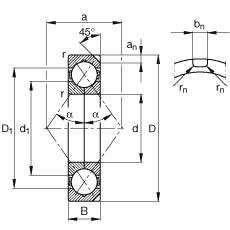 Шарикоподшипники радиально-упорные с четырехточечным контактом QJ232-N2-MPA, FAG